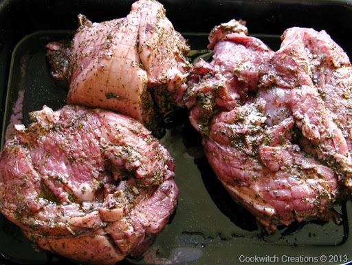 Meat in the roasting tin